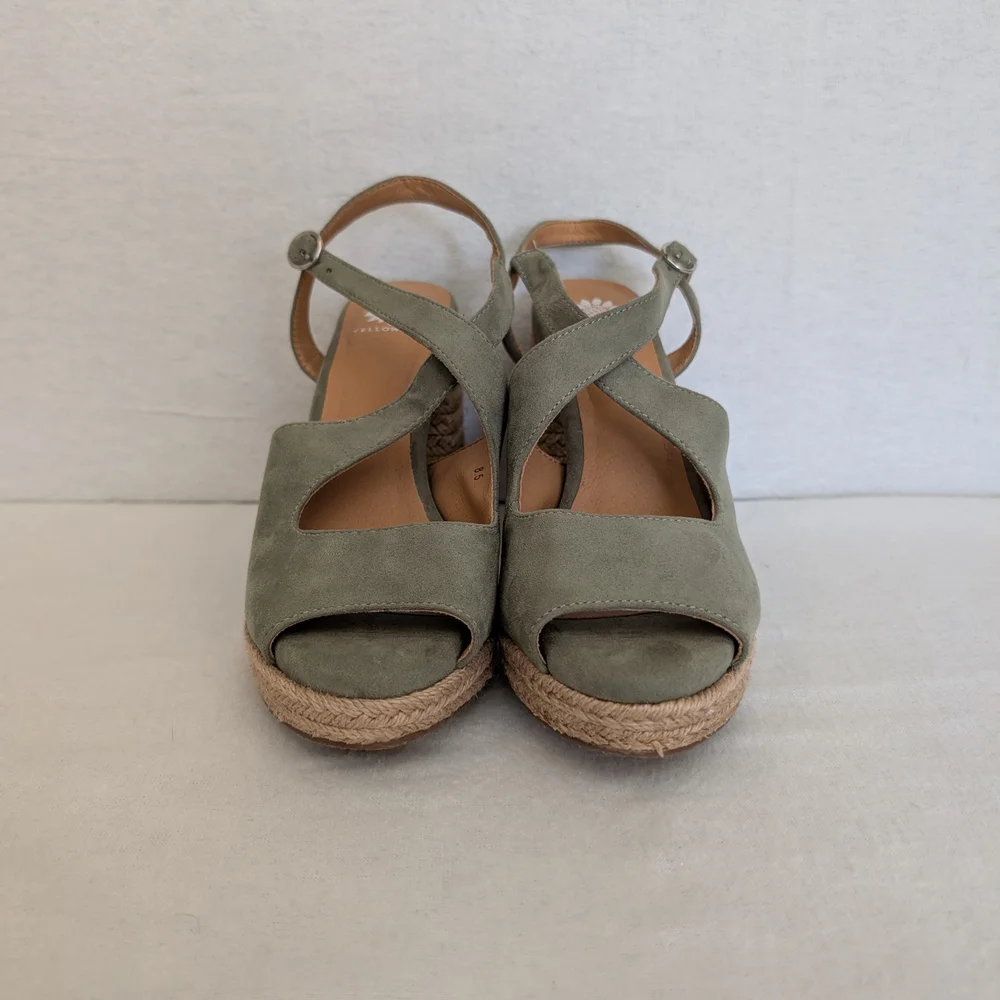 Yellow Box Womens 8.5 Green Espadrille Sandals Peep Toe Vacation Resortwear - Picture 2 of 8